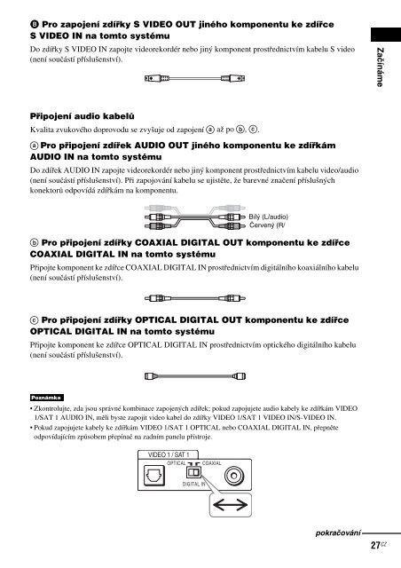 Sony DAV-X1 - DAV-X1 Istruzioni per l'uso Ceco