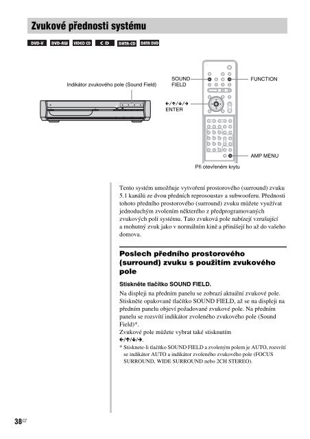 Sony DAV-X1 - DAV-X1 Istruzioni per l'uso Ceco