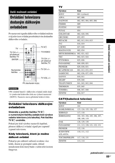 Sony DAV-X1 - DAV-X1 Istruzioni per l'uso Ceco