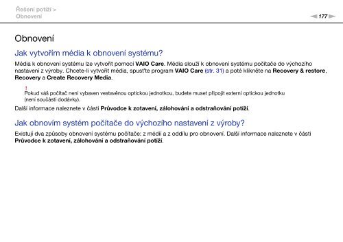 Sony VPCZ12Z9E - VPCZ12Z9E Istruzioni per l'uso Ceco