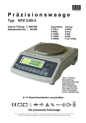 Präzisionswaage Typ: KPZ 2-05-3