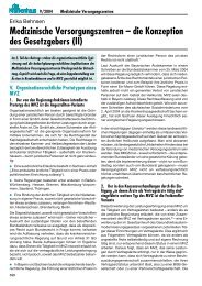 Medizinische Versorgungszentren – die Konzeption des ...