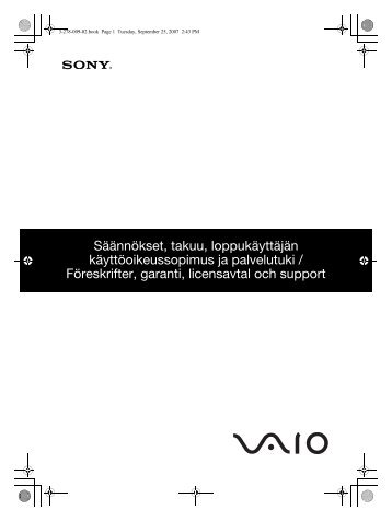 Sony VGN-SZ6RVN - VGN-SZ6RVN Documenti garanzia Finlandese