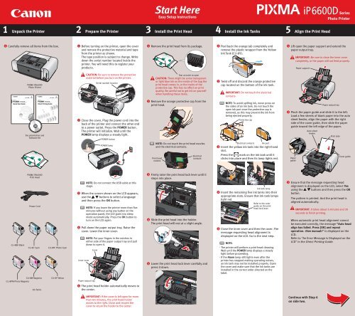 Canon PIXMA iP6600D - iP6600D Easy Setup Instructions