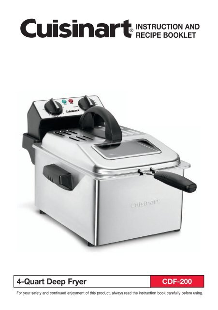 Cuisinart 4 Quart Deep Fryer -CDF-200 - MANUAL