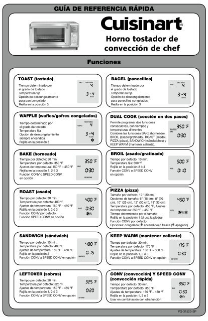 Cuisinart Chef&rsquo;s Convection Toaster Oven -TOB-260N1 - Quick Reference