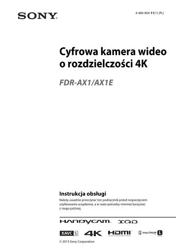 Sony FDR-AX1 - FDR-AX1 Istruzioni per l'uso Polacco