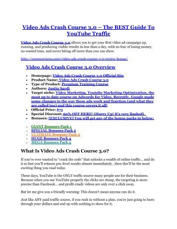 Video Ads Crash Course 3 Review - SECRET of Video Ads Crash Course 3