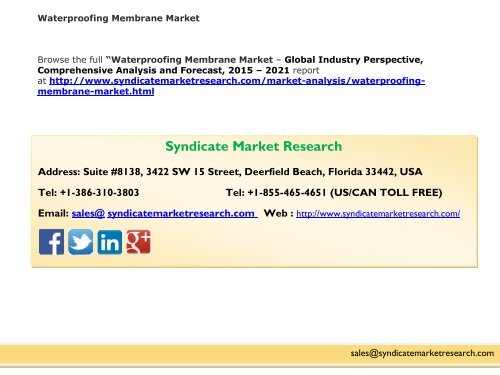 Waterproofing Membrane Market Dynamics, 2015-2021