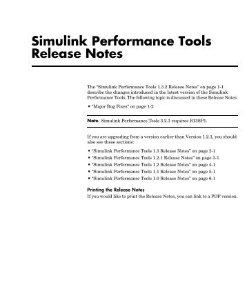 Simulink Performance Tools Release Notes