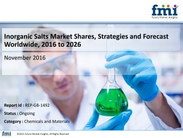 Inorganic Salts Market Volume Analysis, Segments, Value Share and Key Trends 2016-2026
