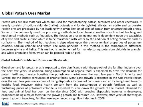 Potash Ores Market Revenue, Opportunity, Forecast and Value Chain 2016-2026