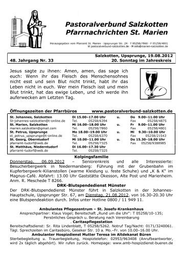 Pfarrbrief vom 19.08.2012 - Pastoralverbund Salzkotten