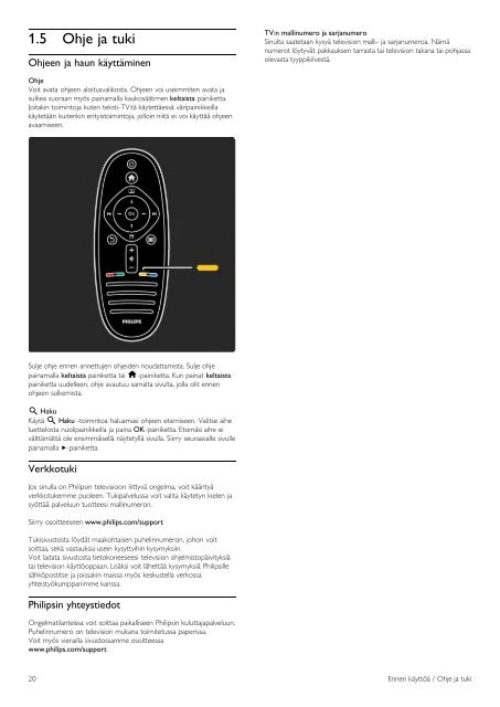 Philips T&eacute;l&eacute;viseur LED - Mode d&rsquo;emploi - FIN