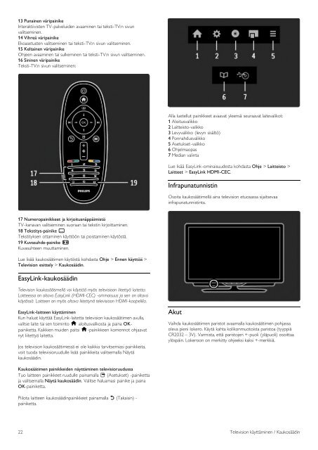 Philips T&eacute;l&eacute;viseur LED - Mode d&rsquo;emploi - FIN