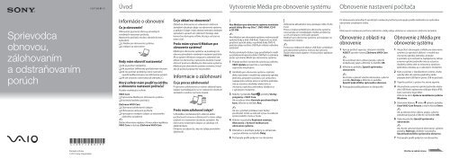 Sony VPCF23M1E - VPCF23M1E Guida alla risoluzione dei problemi Slovacco