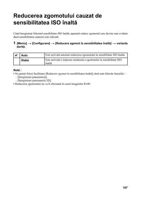 Sony NEX-C3A - NEX-C3A Istruzioni per l'uso Rumeno