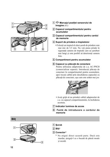 Sony NEX-C3A - NEX-C3A Istruzioni per l'uso Rumeno