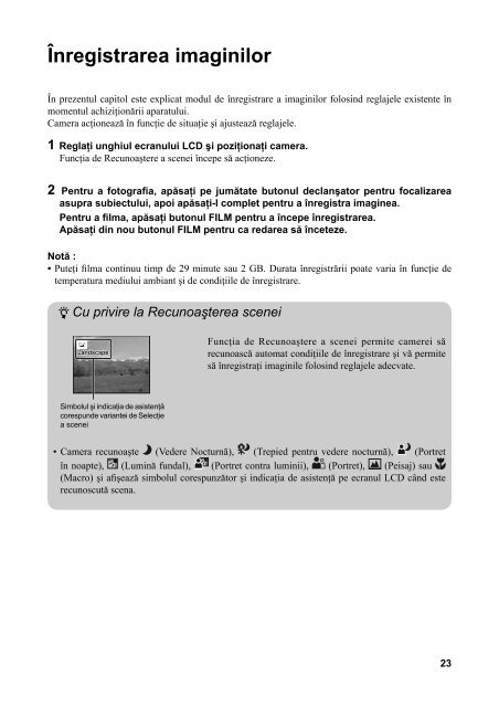 Sony NEX-C3A - NEX-C3A Istruzioni per l'uso Rumeno