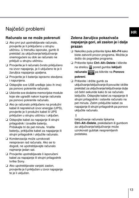 Sony SVZ1311X8E - SVZ1311X8E Guida alla risoluzione dei problemi Sloveno