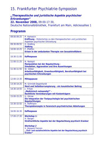 15. Frankfurter Psychiatrie-Symposion - Klinik Hohe Mark