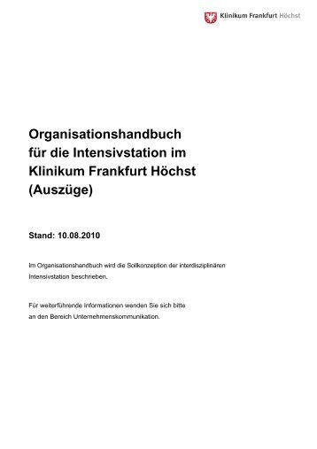 Organisationshandbuch für die Intensivstation im Klinikum Frankfurt ...