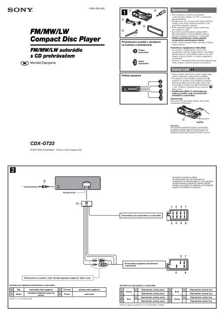 Sony CDX-GT23 - CDX-GT23 Guida di configurazione rapid Slovacco