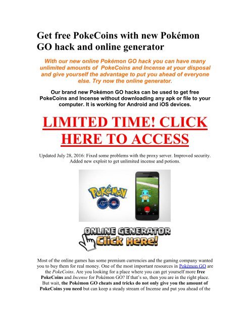 Pokemon Go Pokecoins Generator No Verification