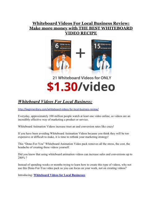 Whiteboard Videos For Local Business review and (FREE) $12,700 bonus-- Whiteboard Videos For Local Business Discount
