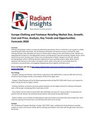 Europe Clothing and Footwear Retailing Market Size, Share, Growth, Analysis, Key Trends and Opportunities Forecasts 2020