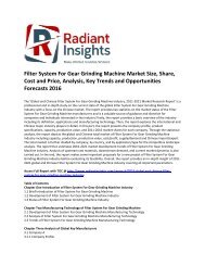Filter System For Gear Grinding Machine Market Size, Share, Growth, Cost and Price, Key Trends and Opportunities Forecasts 2016
