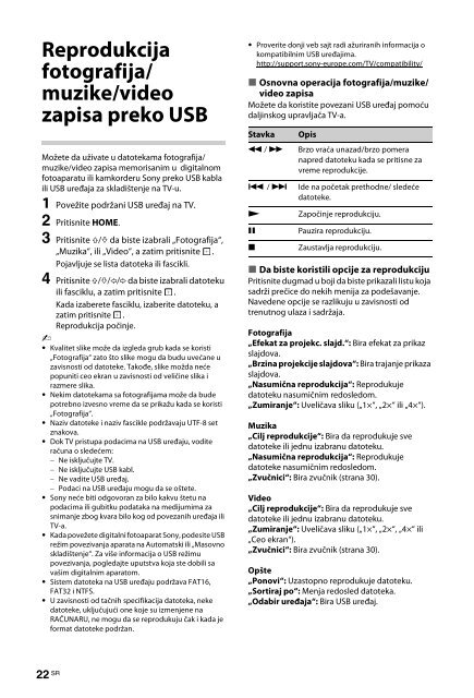 Sony KDL-40R473A - KDL-40R473A Istruzioni per l'uso Serbo