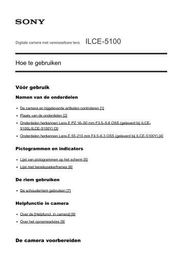 Sony ILCE-5100Y - ILCE-5100Y Guida Olandese