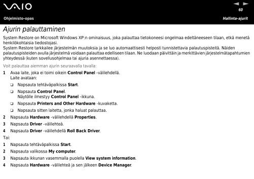 Sony VGN-A215M - VGN-A215M Manuale software Finlandese