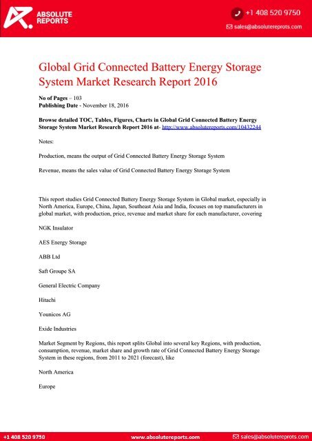 Grid Connected Battery Energy Storage System Market
