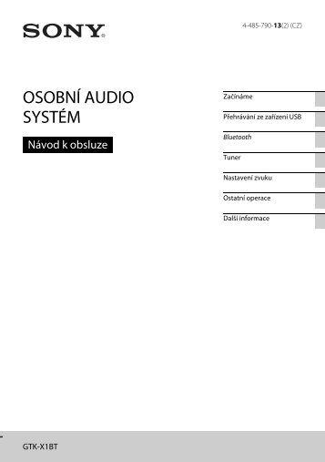 Sony GTK-X1BT - GTK-X1BT Istruzioni per l'uso Ceco