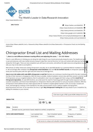 chiropractor Mailing List