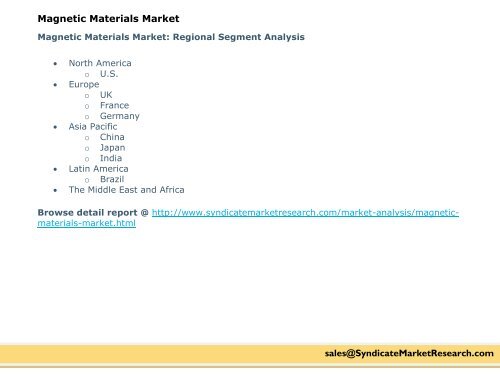 Global Magnetic Materials Market Share by, 2015-2021