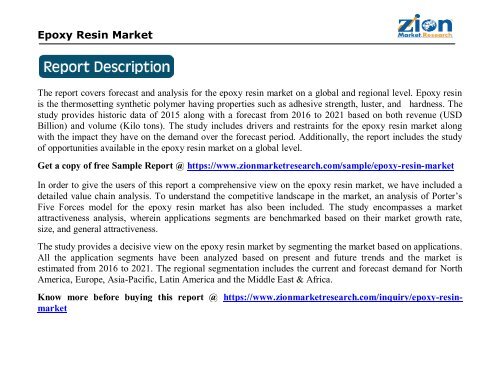 Epoxy Resin Market will grow at a CAGR of 6.9% between 2016 and 2021