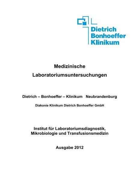 Medizinische Laboratoriumsuntersuchungen - Dietrich Bonhoeffer ...