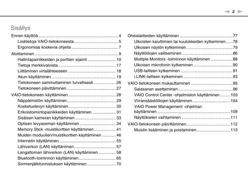 Sony VGN-AW3ZRJ - VGN-AW3ZRJ Istruzioni per l'uso Finlandese