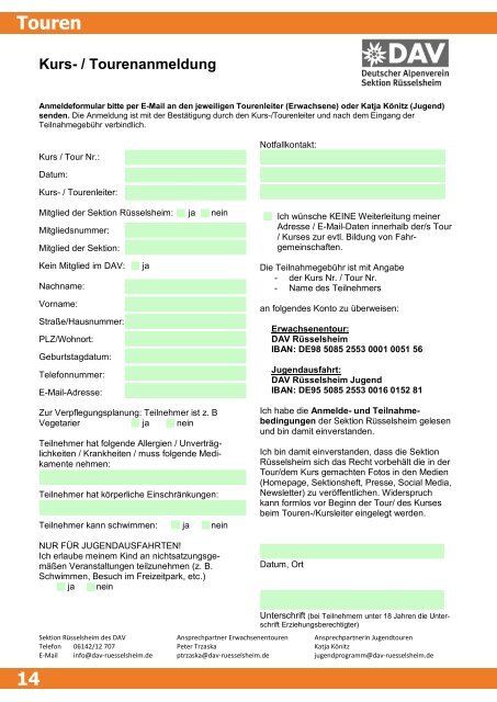DAV Rüsselsheim Sektionsmitteilungen Nr. 2 2016