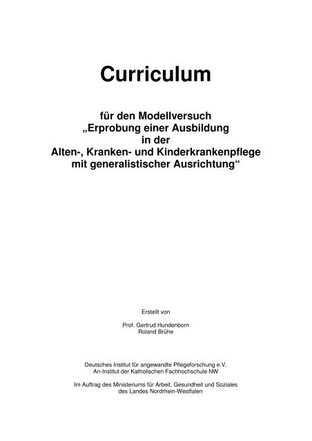 Curriculum - Deutsches Institut für angewandte Pflegeforschung eV