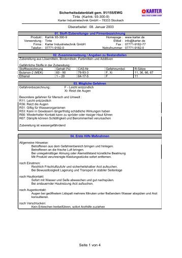 Sicherheitsdatenblatt 93-300-9 Tinte MEK-schwarz - MarkIDent GmbH