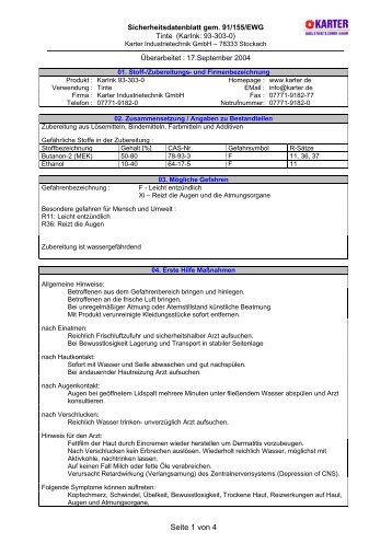 Sicherheitsdatenblatt 93-303-0 Tinte MEK weiss - MarkIDent GmbH