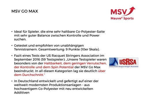 Gute Gründe für MSV auf tennismagazin.de