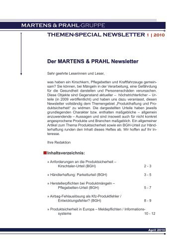 newsletter 1 - MARTENS & PRAHL Versicherungskontor