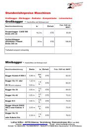 Stundenlöhne mit Bedienpersonal - Maschinenverleih Höfler