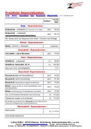 Preisliste Deponiekosten - Maschinenverleih Höfler