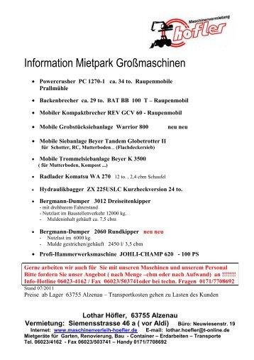 Siemensstrasse 46 a ( vor Aldi) Büro: Neuwiesenstr. 19